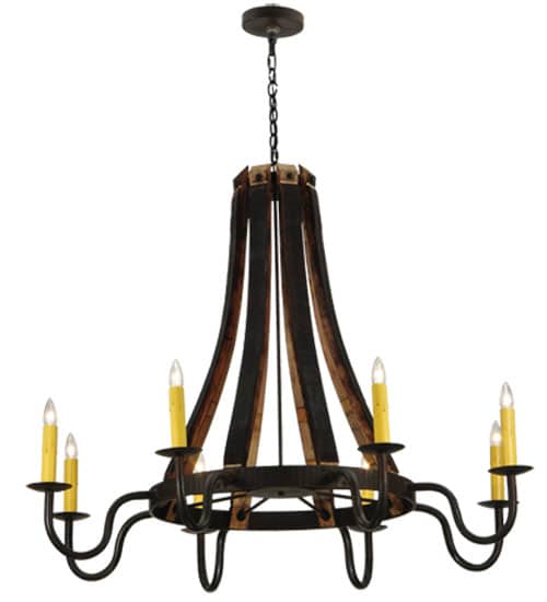 Barrel Stave Madera 8 Light 50" Wide Taper Candle Style Chandelier