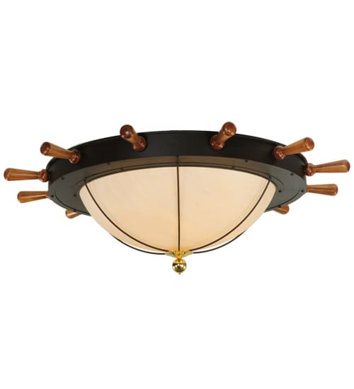 Nautical 12 Light 74" Wide Flush Mount Bowl Ceiling Fixture - Oil Rubbed Bronze Finish