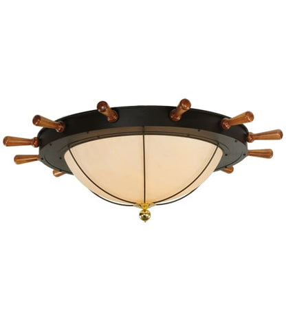 Nautical 12 Light 74" Wide Flush Mount Bowl Ceiling Fixture - Oil Rubbed Bronze Finish