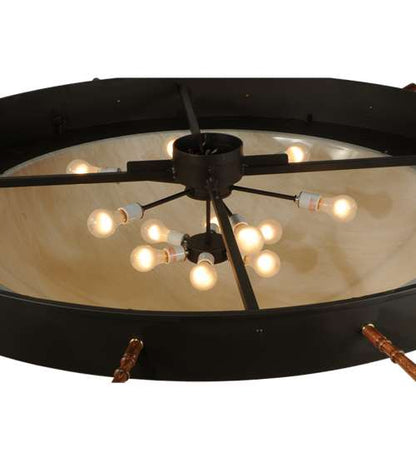 Nautical 12 Light 74" Wide Flush Mount Bowl Ceiling Fixture - Oil Rubbed Bronze Finish