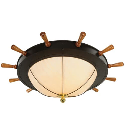 Nautical 12 Light 74" Wide Flush Mount Bowl Ceiling Fixture - Oil Rubbed Bronze Finish