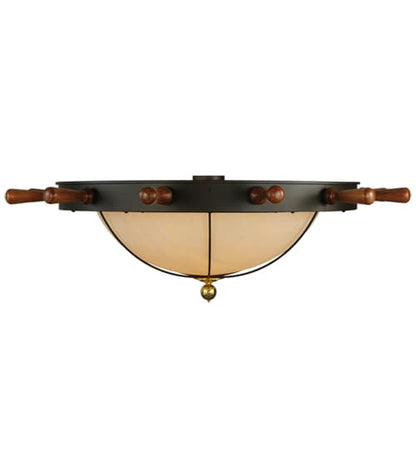 Nautical 12 Light 74" Wide Flush Mount Bowl Ceiling Fixture - Oil Rubbed Bronze Finish