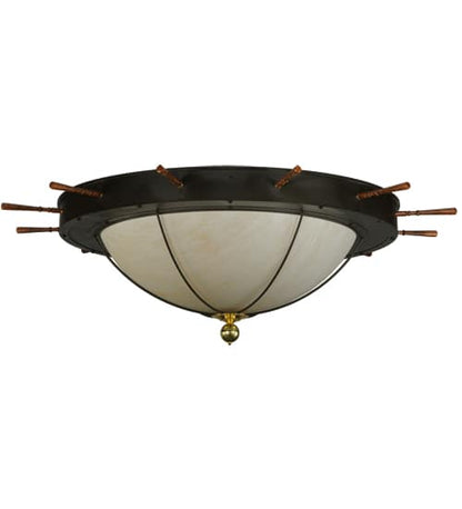 Nautical 12 Light 74" Wide Flush Mount Bowl Ceiling Fixture - Oil Rubbed Bronze Finish