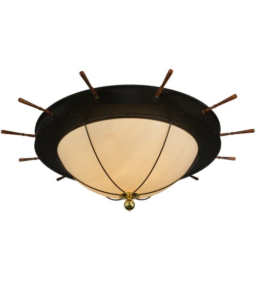 Nautical 12 Light 74" Wide Flush Mount Bowl Ceiling Fixture - Oil Rubbed Bronze Finish
