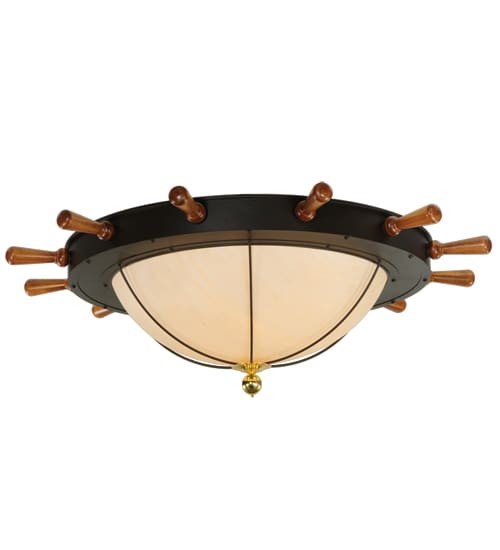 Nautical 12 Light 74" Wide Flush Mount Bowl Ceiling Fixture - Oil Rubbed Bronze Finish