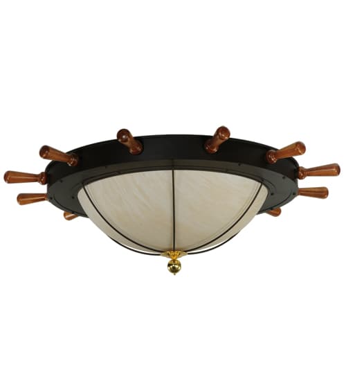 Nautical 12 Light 74" Wide Flush Mount Bowl Ceiling Fixture - Oil Rubbed Bronze Finish