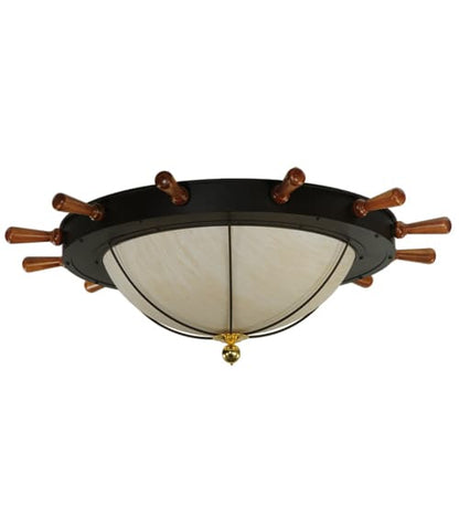 Nautical 12 Light 74" Wide Flush Mount Bowl Ceiling Fixture - Oil Rubbed Bronze Finish