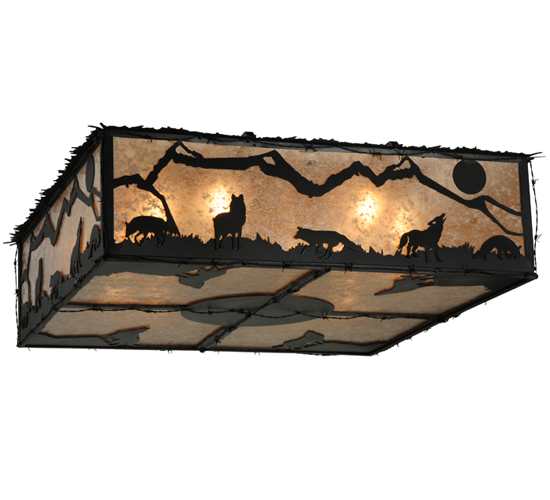 Wolf on the Loose 8 Light 51" Wide Flush Mount Square Ceiling Fixture