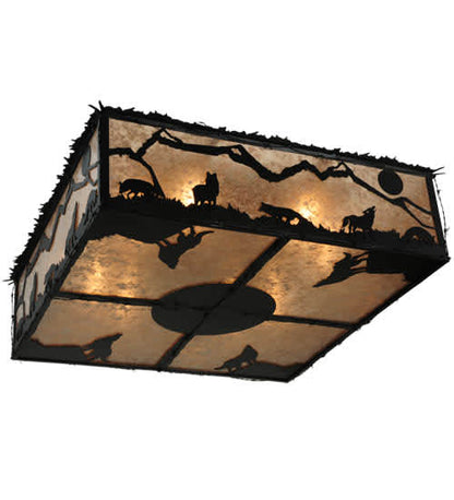 Wolf on the Loose 8 Light 51" Wide Flush Mount Square Ceiling Fixture