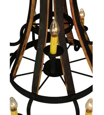 Barrel Stave Madera 12 Light 44" Wide Wrought Iron Candle Style Chandelier