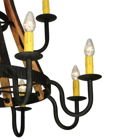 Barrel Stave Madera 12 Light 44" Wide Wrought Iron Candle Style Chandelier