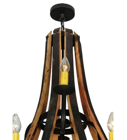 Barrel Stave Madera 12 Light 44" Wide Wrought Iron Candle Style Chandelier