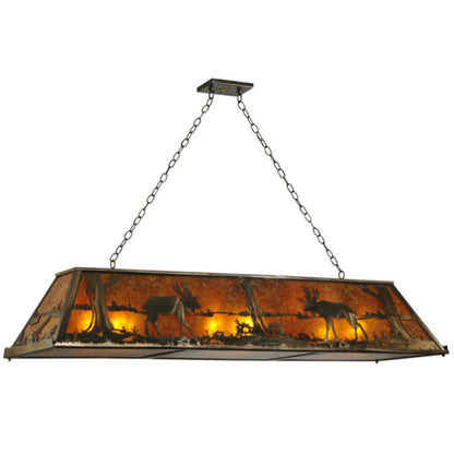 Meyda Tiffany Moose at Lake 9 Light 61" Wide Linear Pendant