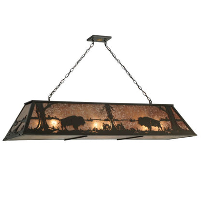 Meyda Tiffany Buffalo at Lake 9 Light 61" Wide Linear Pendant