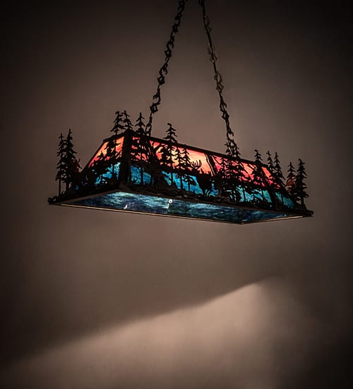 Deer through the Trees 9 Light 19" Wide Linear Pendant