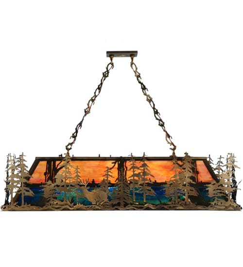 Deer through the Trees 9 Light 19" Wide Linear Pendant