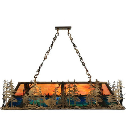Deer through the Trees 9 Light 19" Wide Linear Pendant