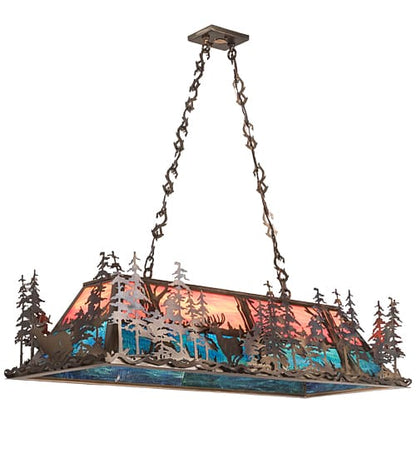 Deer through the Trees 9 Light 19" Wide Linear Pendant