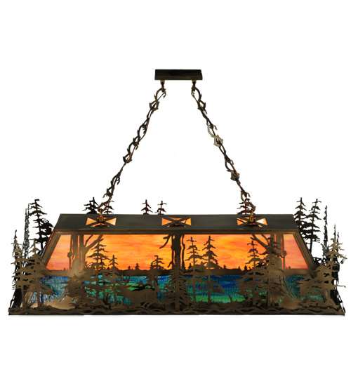 Deer through the Trees 9 Light 19" Wide Linear Pendant