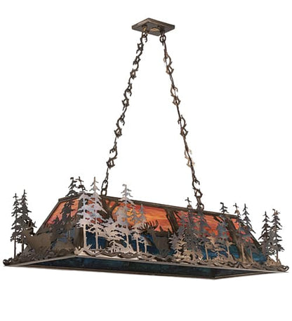 Deer through the Trees 9 Light 19" Wide Linear Pendant