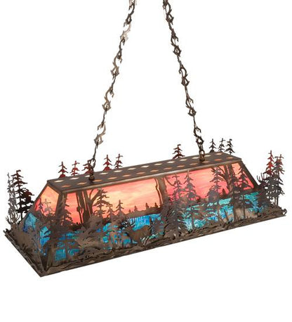 Deer through the Trees 9 Light 19" Wide Linear Pendant
