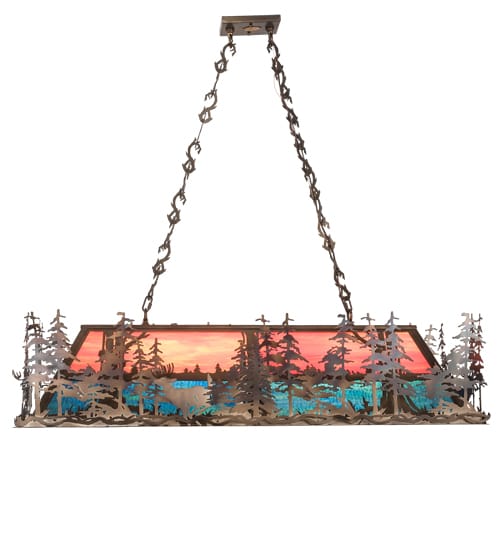 Deer through the Trees 9 Light 19" Wide Linear Pendant