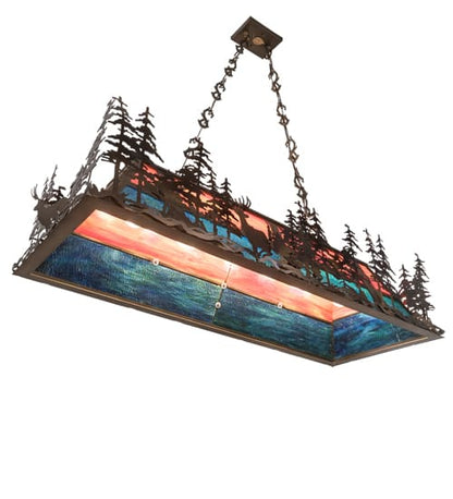 Deer through the Trees 9 Light 19" Wide Linear Pendant