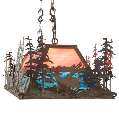 Deer through the Trees 9 Light 19" Wide Linear Pendant