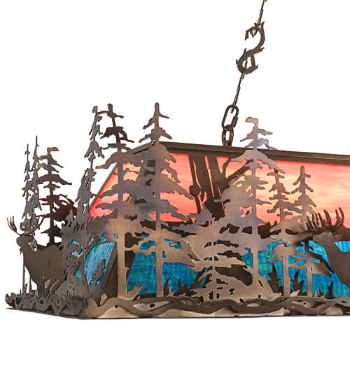 Deer through the Trees 9 Light 19" Wide Linear Pendant