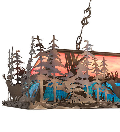 Deer through the Trees 9 Light 19" Wide Linear Pendant