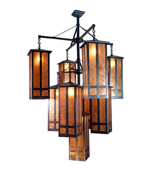 Church Street 9 Light 47" Wide Chandelier with Brown Glass Shade
