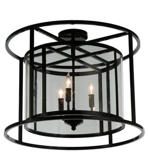 Kitzi Cilindro 3 Light 22" Wide Semi-Flush Drum Ceiling Fixture