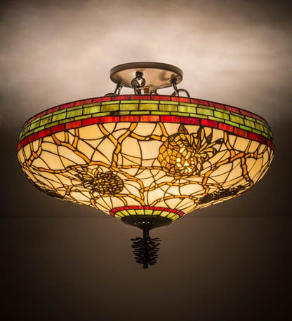 Pinecone 4 Light 19" Tall Semi-Flush Bowl Ceiling Fixture - Antique Copper Finish