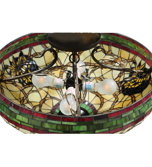Pinecone 4 Light 19" Tall Semi-Flush Bowl Ceiling Fixture - Antique Copper Finish