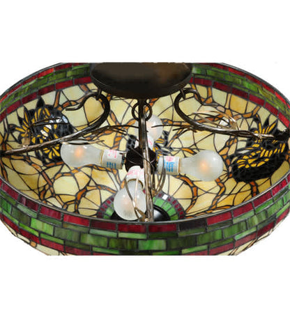 Pinecone 4 Light 19" Tall Semi-Flush Bowl Ceiling Fixture - Antique Copper Finish