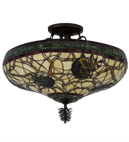 Pinecone 4 Light 19" Tall Semi-Flush Bowl Ceiling Fixture - Antique Copper Finish