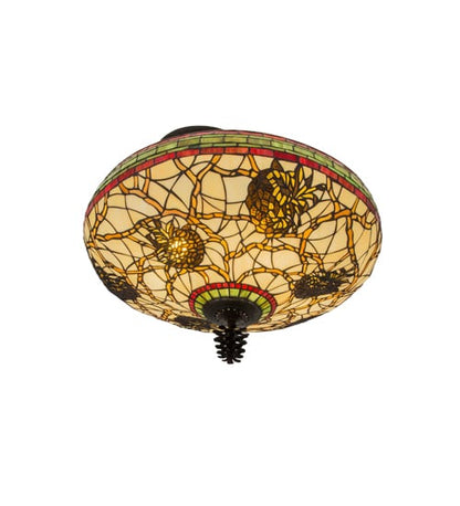 Pinecone 4 Light 19" Tall Semi-Flush Bowl Ceiling Fixture - Antique Copper Finish