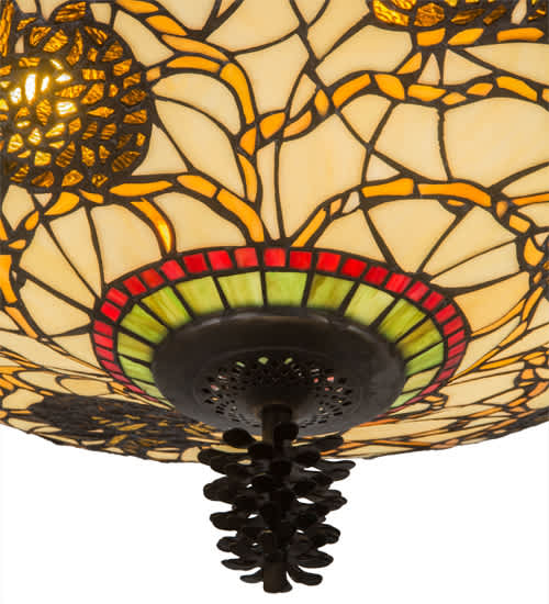 Pinecone 4 Light 19" Tall Semi-Flush Bowl Ceiling Fixture - Antique Copper Finish