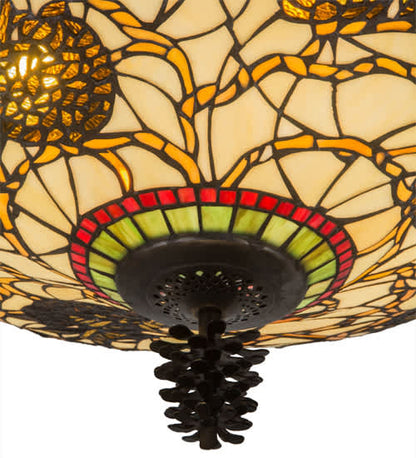 Pinecone 4 Light 19" Tall Semi-Flush Bowl Ceiling Fixture - Antique Copper Finish
