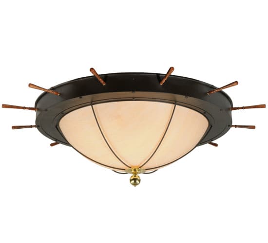Nautical 12 Light 74" Wide Flush Mount Bowl Ceiling Fixture with Faux Alabaster Shade - Oil Rubbed Bronze Finish