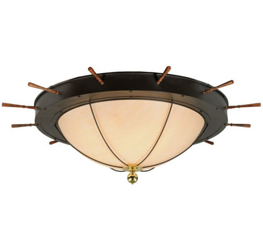 Nautical 12 Light 74" Wide Flush Mount Bowl Ceiling Fixture with Faux Alabaster Shade - Oil Rubbed Bronze Finish