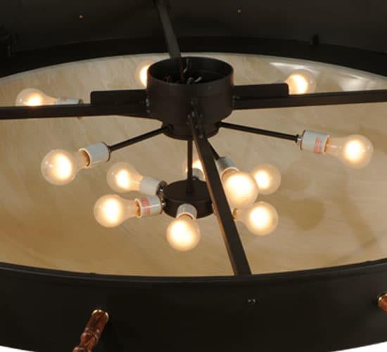 Nautical 12 Light 74" Wide Flush Mount Bowl Ceiling Fixture with Faux Alabaster Shade - Oil Rubbed Bronze Finish