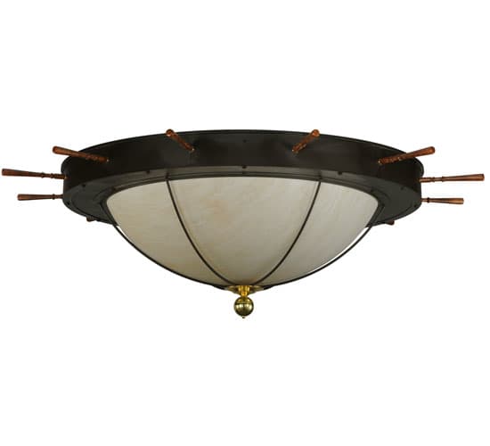 Nautical 12 Light 74" Wide Flush Mount Bowl Ceiling Fixture with Faux Alabaster Shade - Oil Rubbed Bronze Finish