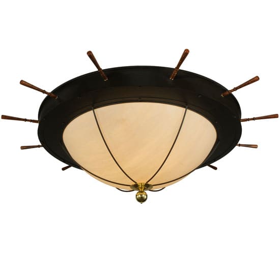Nautical 12 Light 74" Wide Flush Mount Bowl Ceiling Fixture with Faux Alabaster Shade - Oil Rubbed Bronze Finish