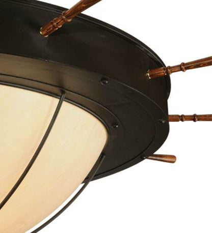 Nautical 12 Light 74" Wide Flush Mount Bowl Ceiling Fixture with Faux Alabaster Shade - Oil Rubbed Bronze Finish