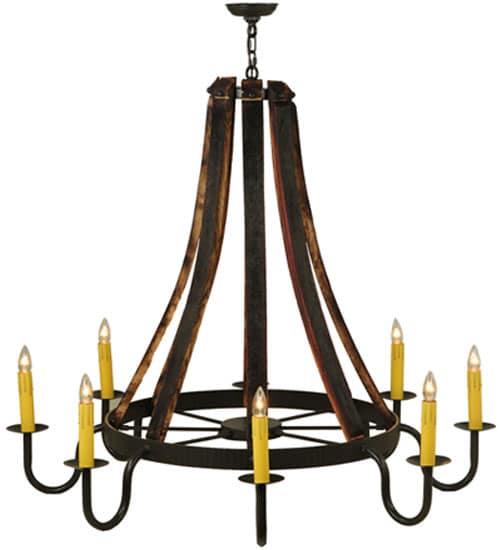 Barrel Stave Madera 8 Light 48" Wide Taper Candle Style Chandelier - Natural Wood / Timeless Bronze Finish