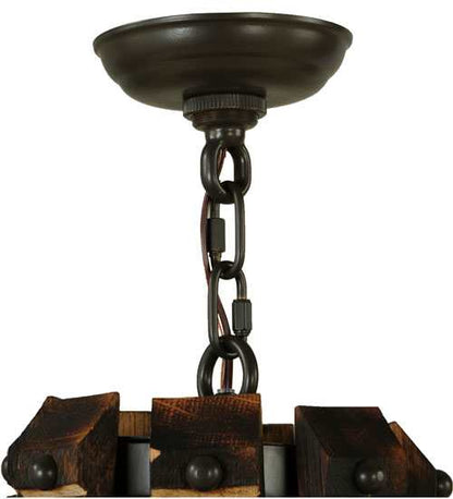 Barrel Stave Madera 8 Light 48" Wide Taper Candle Style Chandelier - Natural Wood / Timeless Bronze Finish