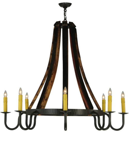 Barrel Stave Madera 8 Light 48" Wide Taper Candle Style Chandelier - Natural Wood / Timeless Bronze Finish