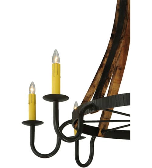 Barrel Stave Madera 8 Light 48" Wide Taper Candle Style Chandelier - Natural Wood / Timeless Bronze Finish