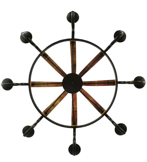 Barrel Stave Madera 8 Light 48" Wide Taper Candle Style Chandelier - Natural Wood / Timeless Bronze Finish